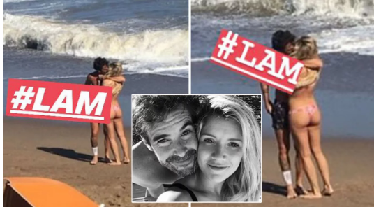El apasionado beso de Laurita Fernández y Nicolás Cabré en la playa de Mar del Plata