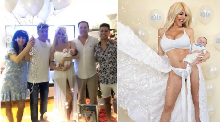 Vicky Xipolitakis se mostró en Año Nuevo junto a su bebé y su marido, Javier Naselli