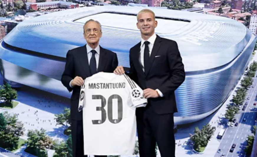 Mastantuono fue presentado en el Real Madrid