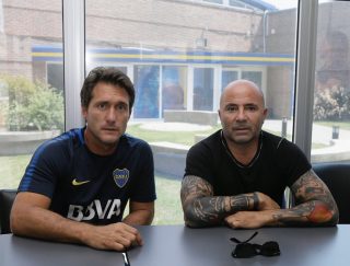 Sampaoli visitó el entrenamiento de Boca